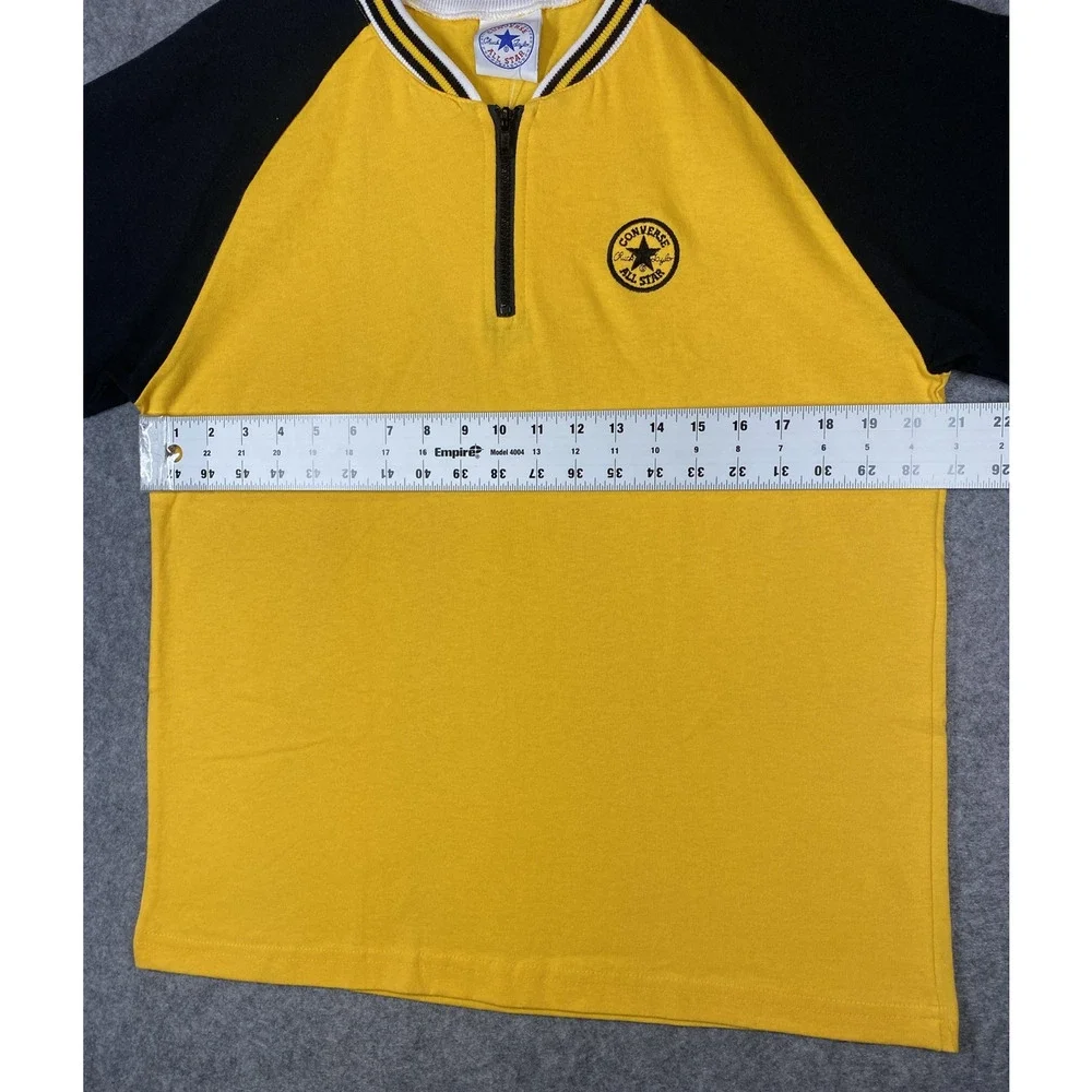 Vintage Converse Shirt Mens Extra Large Yellow Quarter Zip Made USA 80s 90s - Picture 2 of 10
